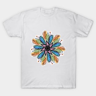 Watercolor floral multicolored mandala with fine details. T-Shirt